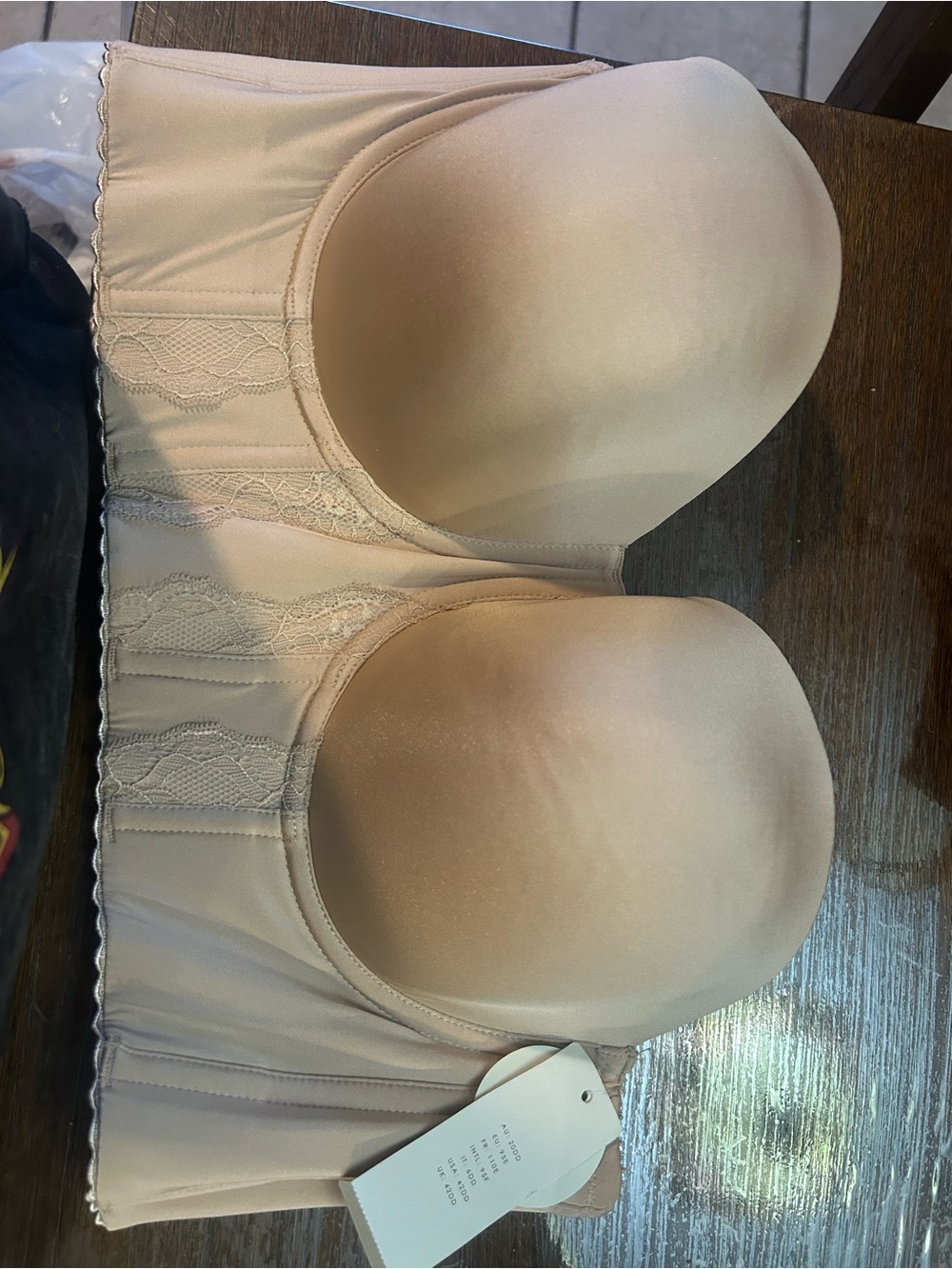 Longline Strapless Bra in Nude with Lace Panels